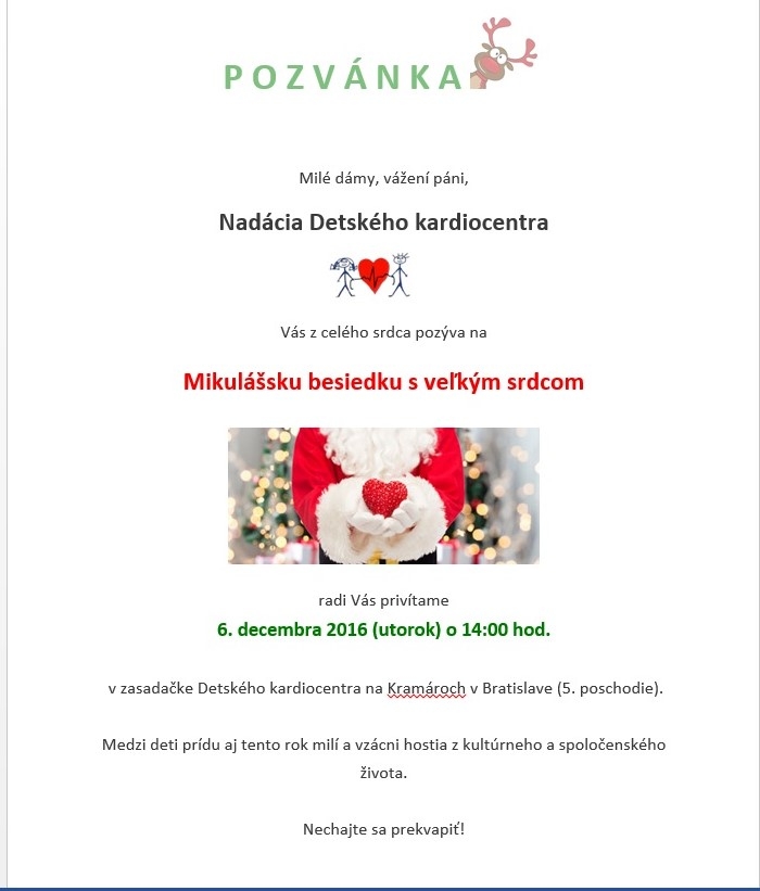 Pozvanka na Mikulasa 2016 - NDKC